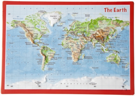 Carte postale mondiale en relief Carte postale mondiale en relief