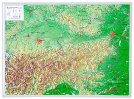 Carte en relief 3D Autriche grande Carte en relief 3D Autriche grande