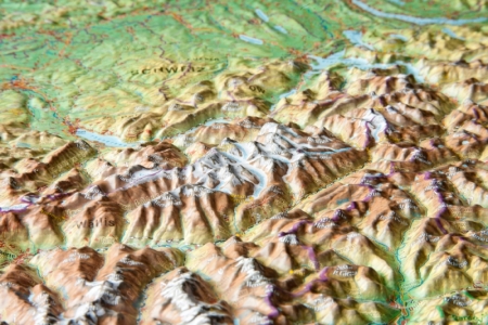 Carte en relief 3D Suisse grand format