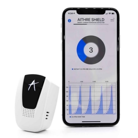 Aithre Shield 4.0 - Mini-avertisseur de CO portable avec interface dapplication