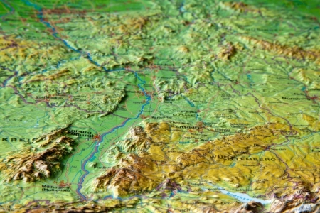 Carte en relief 3D Allemagne grande