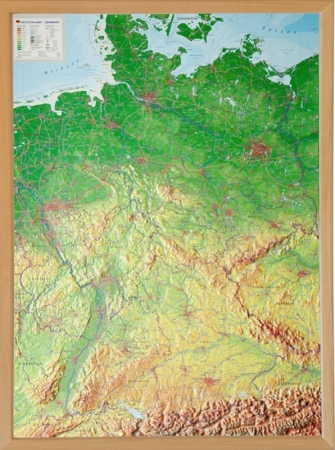 Carte en relief 3D Allemagne grande