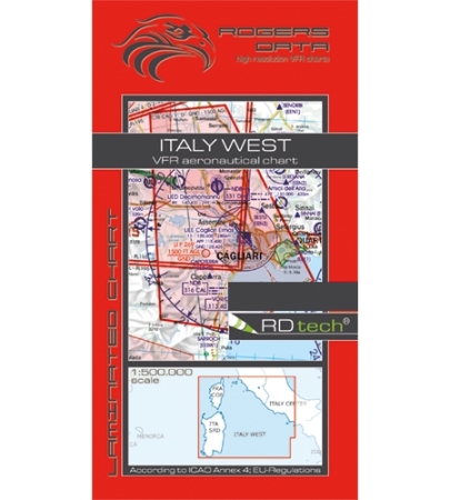 Rogersdata Carte VFR Italie Ouest-Sardaigne-Corse 2025