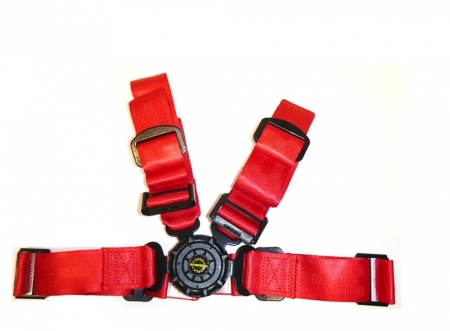 Jeu de sangles ROUGE FONCE 4 points fixation de la boucle