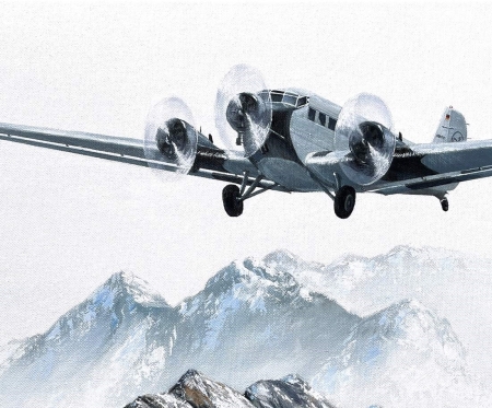 Peinture originale JU52 au-dessus des Alpes