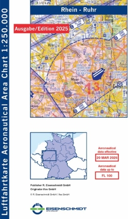 Aeronautical Area Chart Motorflug 2025 Rhein-Ruhr papier plié