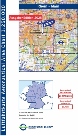 Aeronautical Area Chart Motorflug 2025 Rhein-Main papier plié