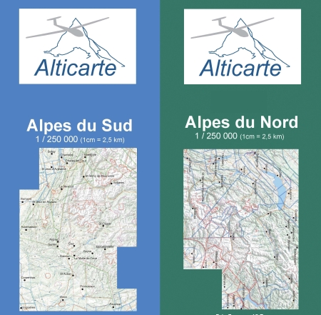 Set de cartes de vol à voile du Sud de la France et des Alpes fran. Alpes du Nord 2024