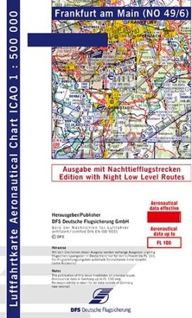 Carte OACI Francfort 2024 avec itinéraires de vol de nuit à basse altitude