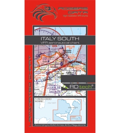 Rogersdata Carte VFR Italie Sud Sicile-Lampedusa-Malte 2025