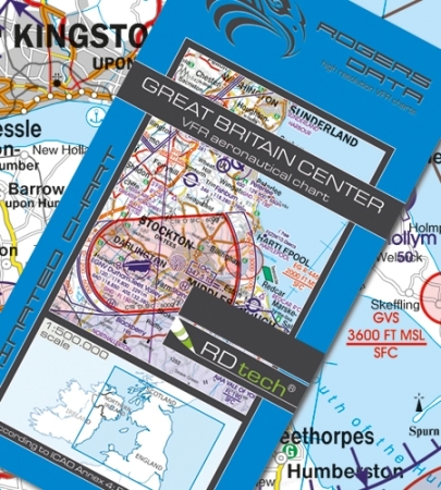 Rogersdata Carte VFR Angleterre centre 500k 2025 Rogersdata Carte VFR Angleterre centre 500k 2025