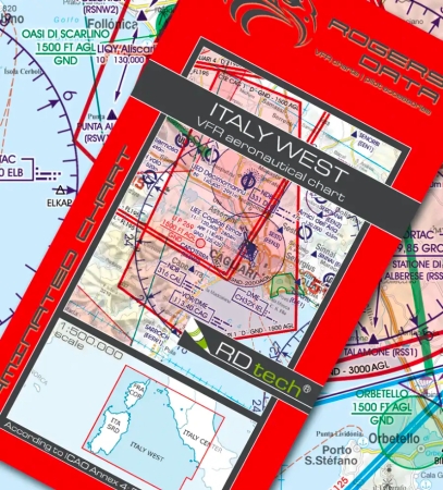 Rogersdata Carte VFR Italie Ouest-Sardaigne-Corse 2025 Rogersdata Carte VFR Italie Ouest-Sardaigne-Corse 2025