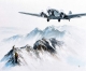 Peinture originale JU52 au-dessus des Alpes