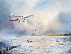 Peinture originale Junkers A50 au-dessus de la mer Peinture originale Junkers A50 au-dessus de la mer