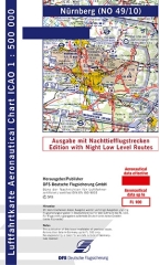 Carte OACI Nuremberg 2025 avec les trajectoires de vol de nuit à basse altitude