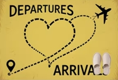 Doormat Arrivals Departures hearts