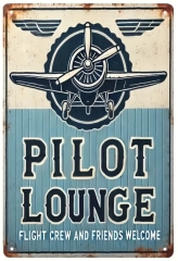 Plaque métallique vintage pour le club house : Pilot Lounge Flightcrew