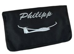 Grande pochette pour documents de vol à voile, NOIRE, personnalisée